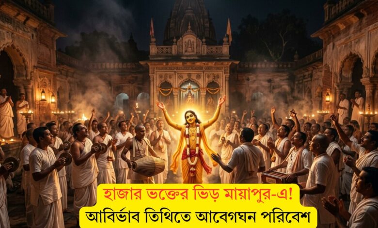 হাজার ভক্তের ভিড় মায়াপুর-এ! আবির্ভাব তিথিতে আবেগঘন পরিবেশ